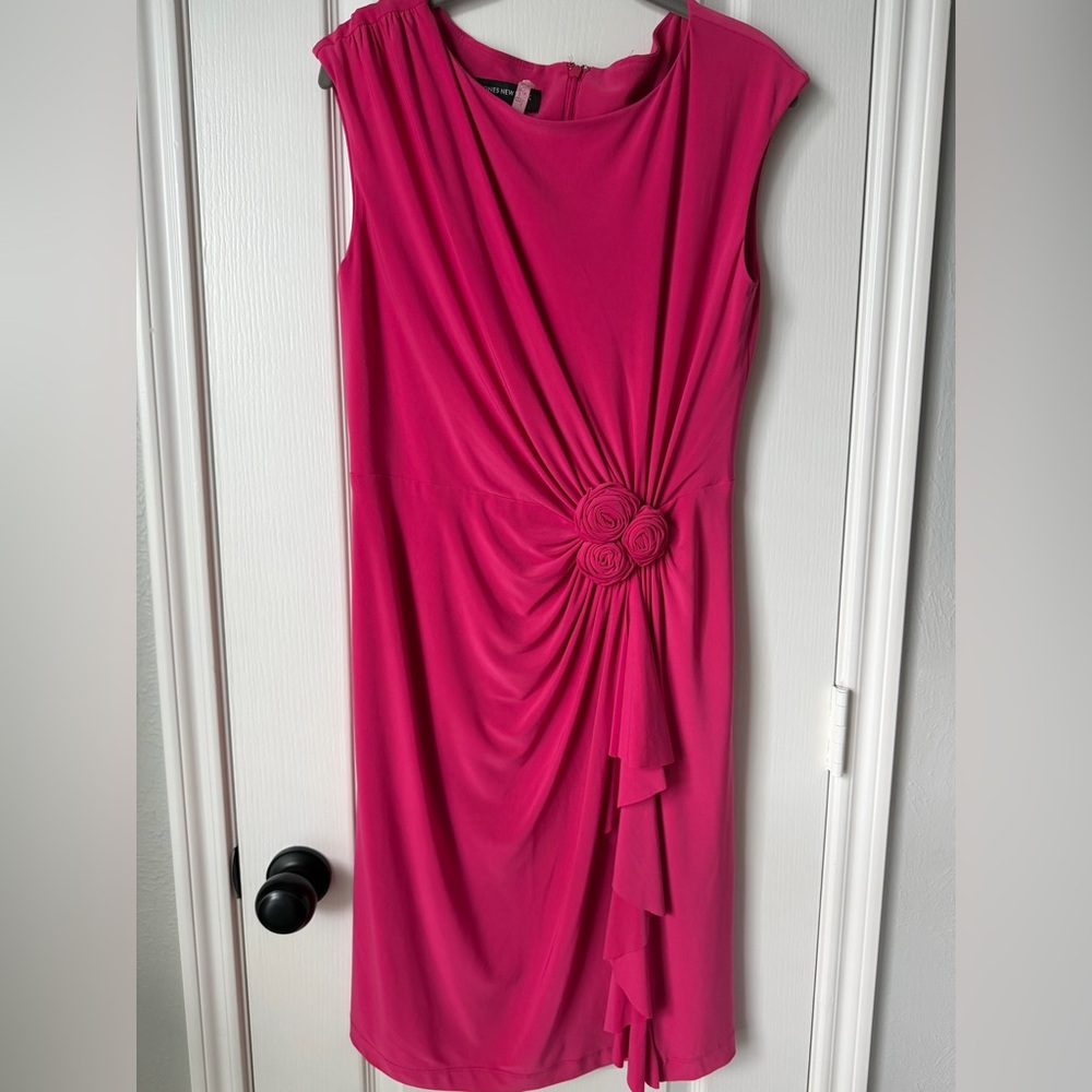 Jones New York Fuchsia Draped Midi Dress